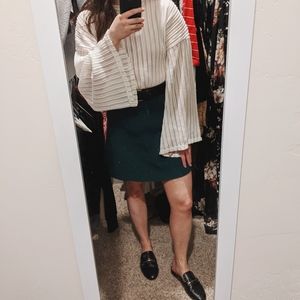 Emerald Green Pleated Mini Skirt